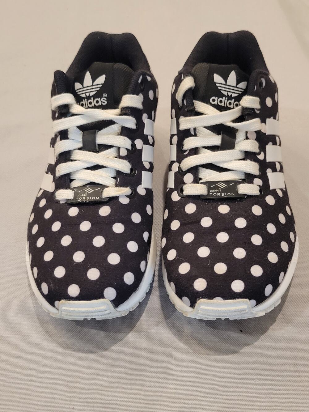 Adidas ZX Flux Polka Dot Black White Sneakers Size 5.5 Womens (Youth 4)